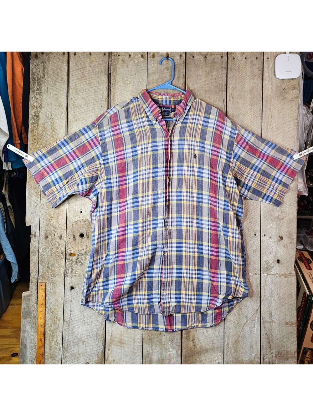Polo Ralph Lauren Madras Plaid Shirt Mens XXL Multicolor Button Front